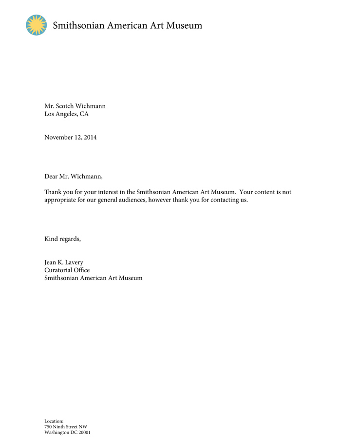 Smithsonian replies to Scotch Wichmann